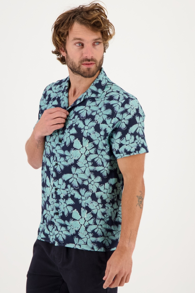OVERHEMD MET OPEN KRAAG 334546 301 navy